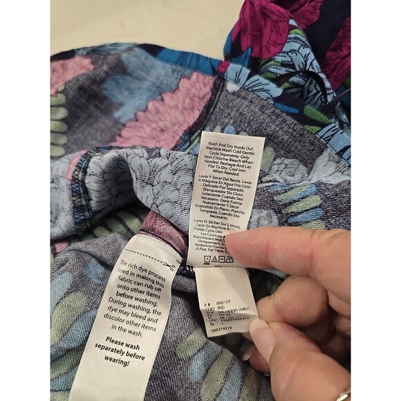 Sofia Vergera Babydoll Floral Top Blouse Womens XL Ruched Colorful Soft Vacation - Picture 8 of 9